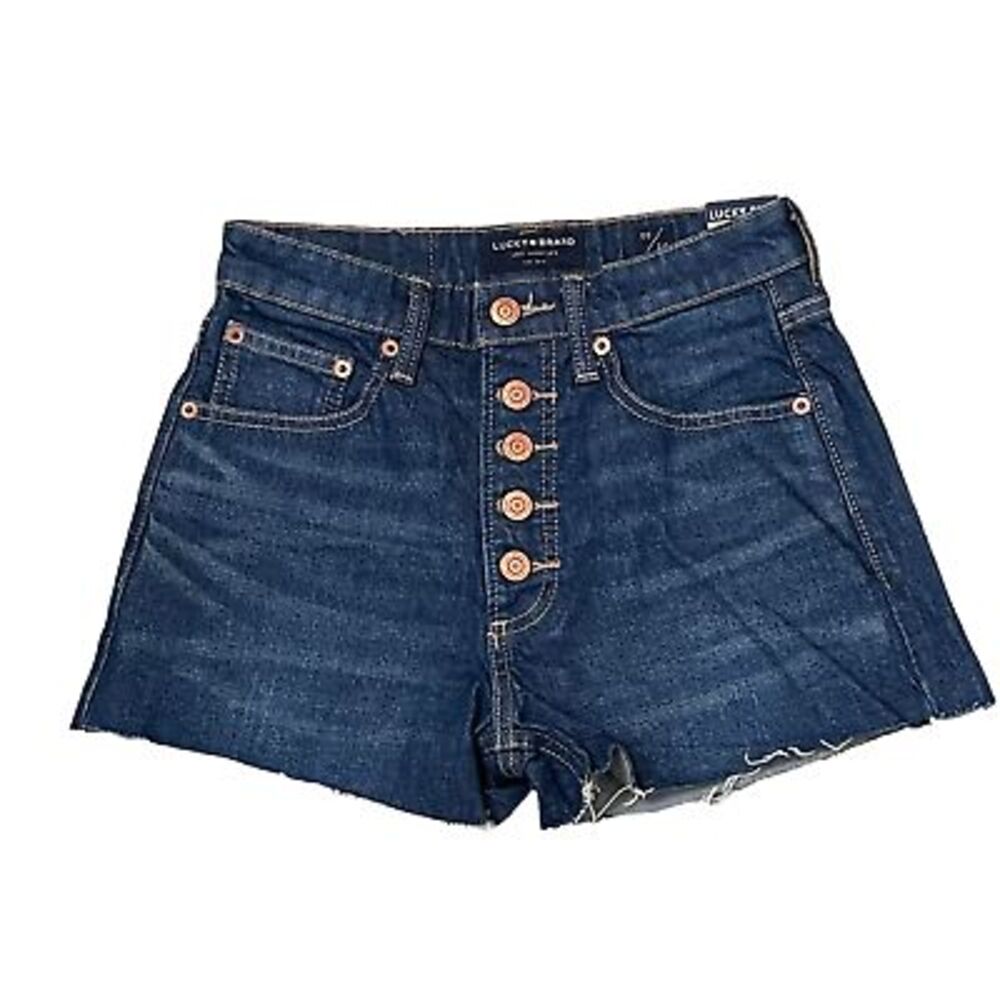 Lucky Brand Womens Cut Off Denim Jean Shorts Size 00/24‎ Button Fly Stretch